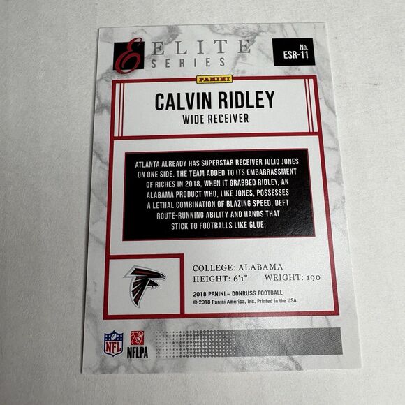 2018 Panini Donruss The Elite Series Rookies Calvin Ridley ESR-11 RC Falcons TN - Picture 4 of 6